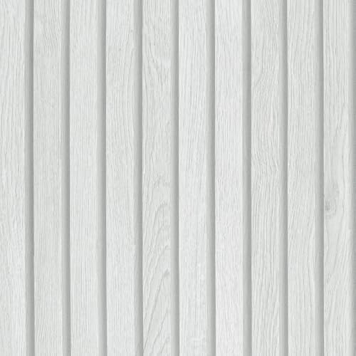 VEELIKE Vinilo Efecto Madera Paneles Blanco Gris 3D Papel Pintado Madera Listones Madera Pared Salon Vinilo Adhesivo Muebles Madera Dormitorio Armarios Cocina Impermeable Extraíble 40cm x 300cm