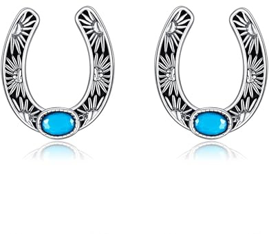 Hufeisen Ohrringe Sterling Silber Snaffle Ohrstecker Türkis Muttertag Schmuck für Damen Frauen