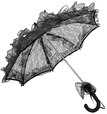 Tomotato Spitzen Sonnenschirm, Handgefertigter Spitzen Blumen Regenschirm Hochzeit Braut-Spitzenschirm Damen Sonnenschirm für Hochzeiten, Partys, Fotosessions(Schwarz)
