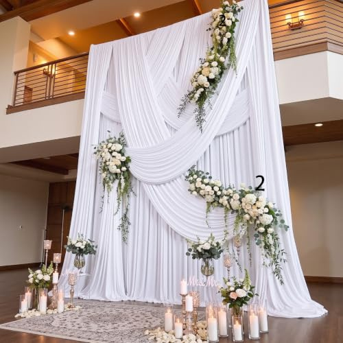 Hintergrundvorhang für Hochzeitsfeiern, knitterfrei, seidiges Polyester, 2 Paneele, 4,5 m lang, Fotohintergrund, 3 m x 4,5 m, weißer Hintergrund für Geburtstag, Fotografie, Hintergrund