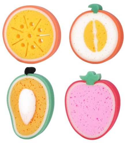 EYVRPAU 4pcs Baby Konjac Badeschwamm für Kind und Babys, Wasch Pads Cartoon-Form