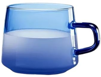 Dsacxixai Tazza in vetro borosilicato da 250 ml Tazza trasparente resistente al calore e al freddo per caffè, tè, latte, ideale per caffè, bar, ristoranti e case (Azul)