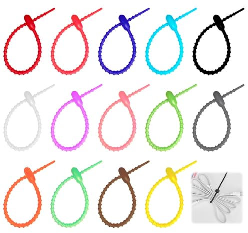 27pcs Fascette Stringicavo in Silicone, Fascette In Silicone Colorato, Fissaggi Per Cavi Elettrici, Cavi Di Ricarica, E Oggetti Vari, Design Autobloccante E Facile Da Usare Per Casa E Ufficio