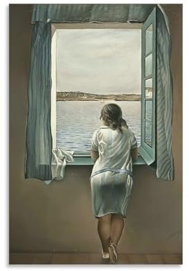 Salvador Dali Wandkunstposter Frau am Fenster auf Leinwand, Wanddekoration, ästhetisches Schulbedarf, Gemälde, 30 x 45 cm