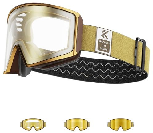 KAPVOE Maschera da Sci Fotocromatica con Lenti Magnetiche, Antifog, Protezione UV400, per Uomo, Donna e Giovani, Compatibile con Caschi, Ideale per Sci, Snowboard e Pattinaggio u ghiaccio 07