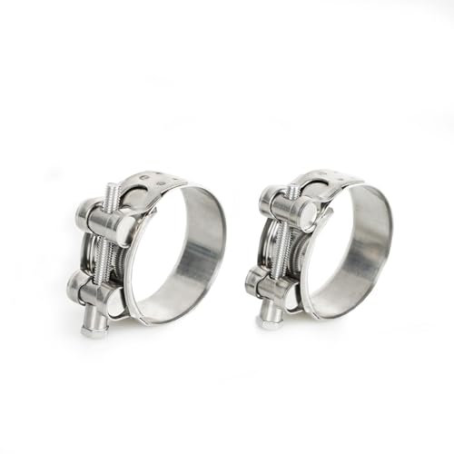Fascette di scarico per moto, 2 pezzi, fascette di scarico in acciaio inox, sistema di scarico universale, 20 mm, fascette a banda larga per trattori, tubo dell'acqua di fissaggio (2, Ø 52-55 mm)