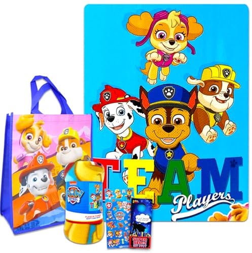 Paw Patrol Übernachtungs-Set – Set mit 152,4 cm Fleecedecke, Tragetasche, Aufklebern und mehr, Kinder-, Kleinkind-Schlafzimmer-Dekoration, Mehrfarbig, 45 x 60 Paw Patrol Blanket