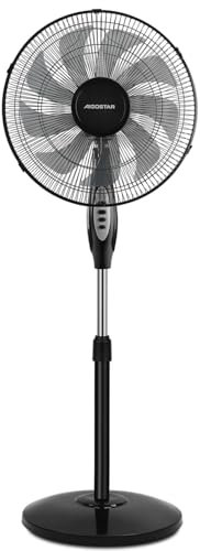 Aigostar Ventilador de Pie con 9 Aspas, Silencioso, 3 Velocidades, Oscilante 80º, Altura Ajustable de 105 a 120 cm, Ventilador Portátil, para Estancias de Hasta 35㎡, Base Estable, 60W, Nergo, Lainikai