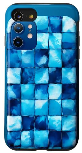 Hülle für iPhone SE (2020) / 7 / 8 Blaue Aquarell karierte Retro Baseball Stitch Handyhülle