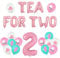 kreat4joy Tea for Two Birthday Decorations, 2nd Birthday Decorations for Girls Tea for Two Balloon Banner Pink White Teal Teapots Teacups 2 Foil Balloon for 2 Year Old Girls Floral Tea Party