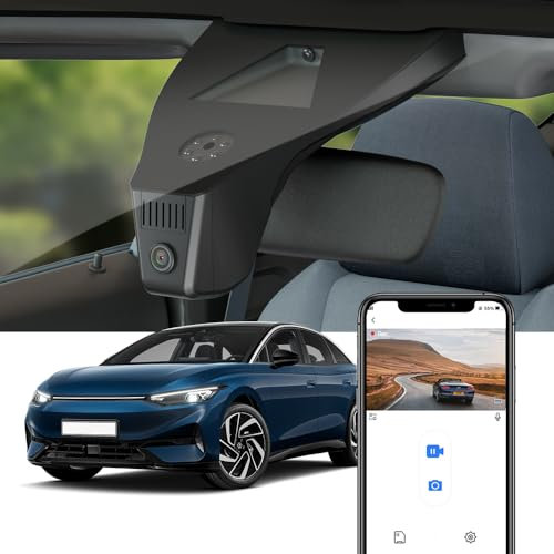 Fitcamx Dashcam 4K Passend für VW ID.7 2023-2025 (HD2-D4300), Autokamera 2160P UHD Video WiFi, Parkmonitor, G-Sensor, Loop-Aufnahme, OEM Volkswagen Zubehör, WDR, Plug & Play, mit 64GB-Karte