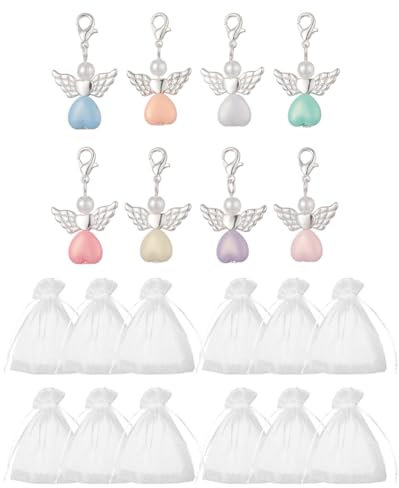 COYUN Schutzengel Gastgeschenke Hochzeit 12 Stück Schlüsselanhänger Schutzengel +12pcs Organza Beutel,Schutzengel Anhänger Geschenkanhänger Gastgeschenke Für Geburtstag Taufe Hochzeit Kommunion Party