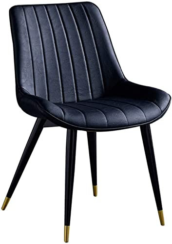 JIESOO Esszimmermöbel, moderner Esszimmerstuhl, Kunstledersitz, Bürostuhl, ergonomische Rückenlehne mit stabilen schwarzen Metallbeinen, einfache Montage, Schwarz