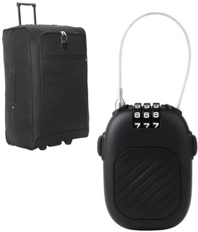 Antivol de ski - Verrou de poussette portable et extensible - Verrou de sécurité pour sac à dos noir - Verrous à combinaison, dispositif de sécurité pour snowboard, bagages, voyage, extérieur