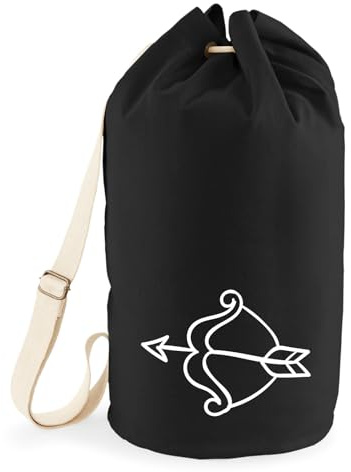 Huuraa Seesack Amors Pfeil Bogen 20 Liter Black Baumwolle Rucksack Geschenkidee
