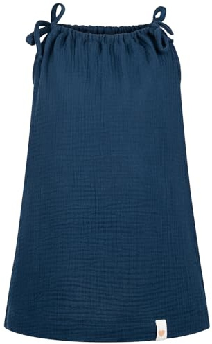 Smarilla Baby Mädchen Musselin Kleid Trägerkleid Sommerkleid Uni, Bekleidungsgröße: 122/128, Farbe: Dunkelblau