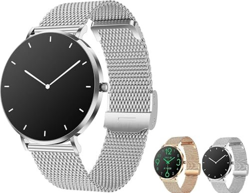 Micmetago Smartwatch Damen Herren – 1,32 HD Touchscreen, Schlankes Design (Silber)