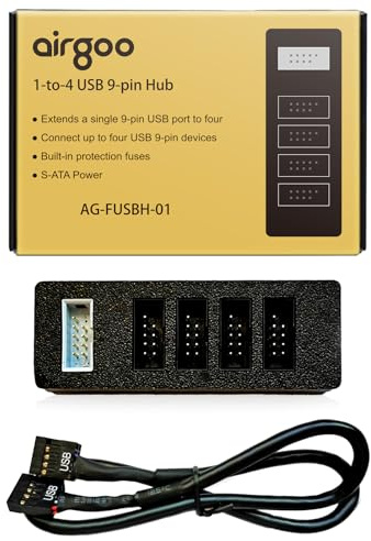 Airgoo Internal USB Hub, 9-Pin USB 2.0 Header Splitter - 1 to 4 Ports