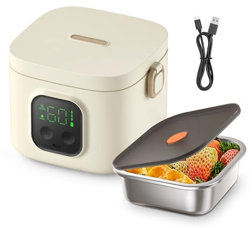 CISSIYOG Scaldavivande Elettrico Portatile, Porta Pranzo Riscaldabile USB | 7 Livelli di Riscaldamento per Auto Camion e Ufficio Schiscetta Pranzo Riscaldabile