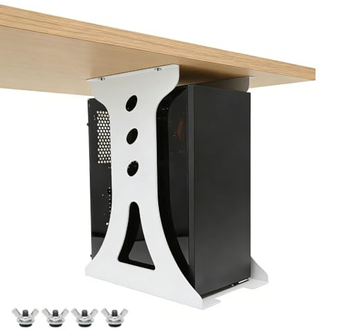 PC Halterung Unter Schreibtisch, Schwerlast Computer Halterung, Maximale Breite bis zu 230 mm, bis 30 kg, Hervorragende Luftzirkulation, PC Ständer für Meisten Computergehäuse (Weiß)