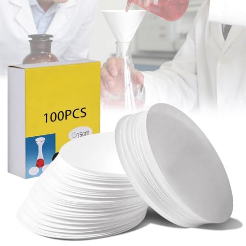 Premium Labor-Filterpapier 15cm 100 Stück | Mittlere Flussrate, Reißfest, Hohe Rückhaltefähigkeit, Für Schule/Labor/Hobby