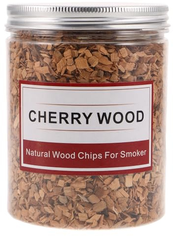 VALICLUD Trucioli di Legno di Ciliegio Naturali per Affumicatura Barbecue 125 G Cippato per Grigliate e Picnic all’Aperto per Carne Pesce e Cocktail Affumicati
