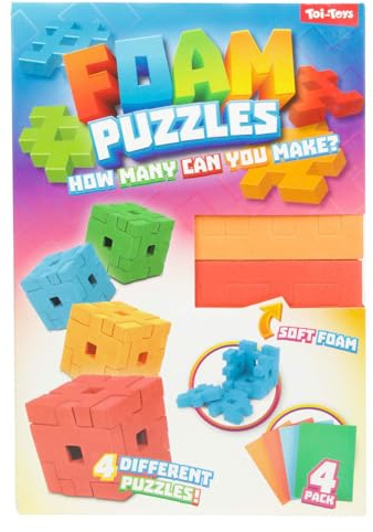 Toi-Toys 3D Puzzle Schaumstoff Würfel Set - Bunte Schaumstoffpuzzles 4 Stück