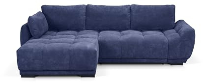 foamnova Leuven Big Sofa mit Recamiere Links – großzügiges Wohnlandschaft Sofa mit Schlaffunktion & Doppelliege – Maße: 269x169 cm