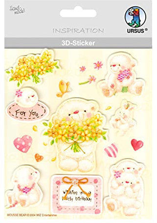 Ursus 56420010 - 3D Sticker Everyday, bestehend aus mehreren Ebenen, aus verschiedenen hochwertigen Materialien, selbstklebend, ideal zum Verzieren von Grußkarten und Geschenken, Motiv 10