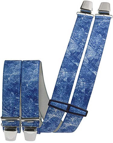 Harrys-Collection Herren Hosenträger mit 4 Clips in 2 Jeans Farben, Größen:120 cm, Farben:jeansblau