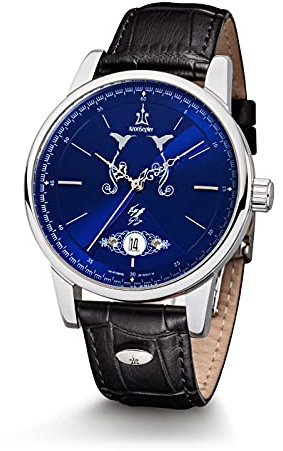 Kronsegler Herren Automatikuhr Deutsche Dichter - Gotthold E. Lessing Stahl-blau