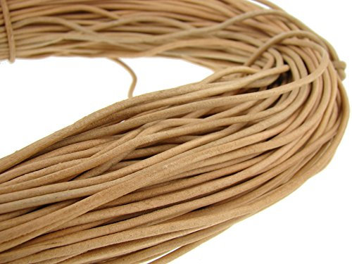 Esnado Ficelle ronde en cuir 3 mm Couleur naturelle Plusieurs longueurs, naturel, 5 mètres