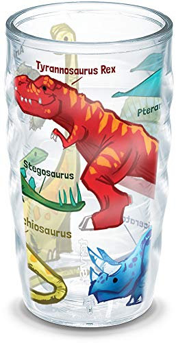 Tervis Vaso aislado de doble pared hecho en Estados Unidos de dinosaurios mantiene las bebidas frías y calientes, 10 onzas, ondulado, sin tapa, transparente