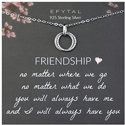 EFYTAL Friendship Necklace, Sterling Silver BFF Necklace, Friend Gifts, Birthday Gifts for Women, BFF Necklaces, Friendship Necklaces, Bestie Jewelry
