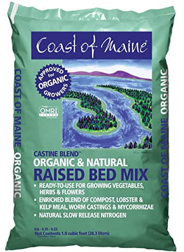 Coast of Maine Organic & Natural Castine Blend Soil - Nutrient-Rich Garden Soil w/Mycorrhizae, Biochar - Enhanced Drainage & Aeration - for Raised Bed Gardening & Container Gardening (1 cu ft)