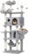Yaheetech Arbre à Chat Multiniveau Hauteur 170cm Tour de Jeux Maison pour Chat avec Poteaux en Sisal 2 Niches Spacieuses Hamac Panier Jouets Amovibles Boules avec Clochette Gris Clair