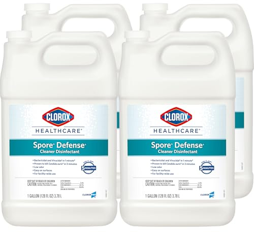 Clorox Healthcare Spore Defense Cleaner Disinfectant, Closed System Refill Bottle, 128 Fluid Ounces, Pack of 4 (Package May Vary)
