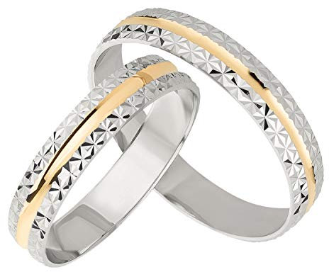 Ardeo Aurum Trauringe Damenring und Herrenring aus 375 Gold bicolor Gelbgold Weißgold Eheringe Paarpreis