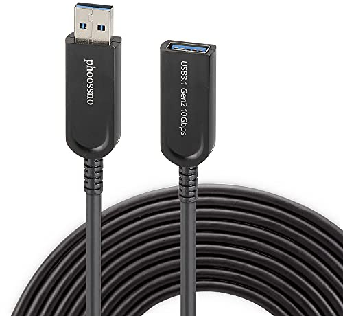 phoossno USB 3.1 Extension Cable Active Optical USB 10Gbps 50ft 15m Compatible with Microsoft Azure Logitech Camera Xbox Touch Screen Kinect Keyboard Mouse Intel RealSense