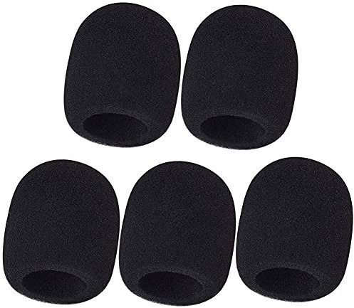 Ainkou 5pcs Thick Handheld Stage Microphone Windscreen Foam Anti-Jet Sponge Cover (Black)