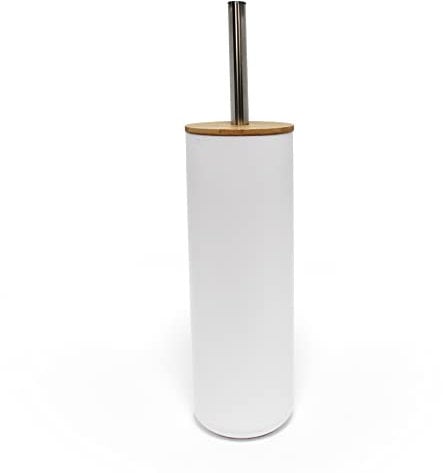 douceur d'intérieur, Brosse WC (Diamètre 9.1 x 37.2 cm) Smart Blanc, Polystyrène Finition Bambou