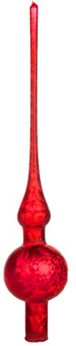 Thüringer Glasdesign Christbaumspitze 28cm | Weihnachtsbaumspitze aus Glas | Spitze Made in Germany (rot Eislack)