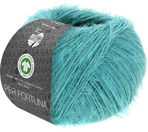 LANA GROSSA Per Fortuna GOTS | Leichtes Sommerflauschgarn mit Baumwolle | Handstrickgarn aus 74% Baumwolle (Bio) & 26% Polyamid | 50g Wolle zum Stricken & Häkeln | 190m Garn FB 26