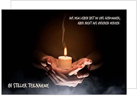 Edition Seidel Premium Trauerkarte mit Umschlag. Beileidskarte Trauer Karte mit Spruch in stiller Teilnahme Kerze Hände Abschied Beileid Mitgefühl Anteilnahme (T1041 SW022)