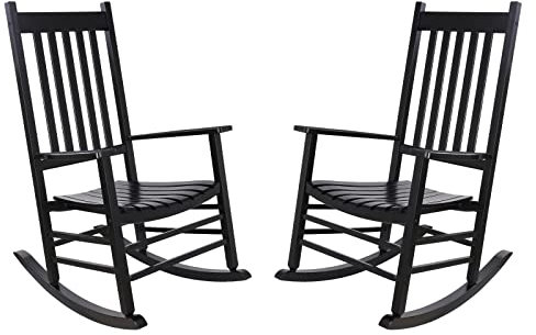 MAMIZO Schaukelstuhl aus Holz für den Außenbereich mit hoher Rückenlehne, Schaukelstuhl für den Innenbereich, übergroß, einfach zu montieren, für Garten, Rasen, Balkon, Veranda