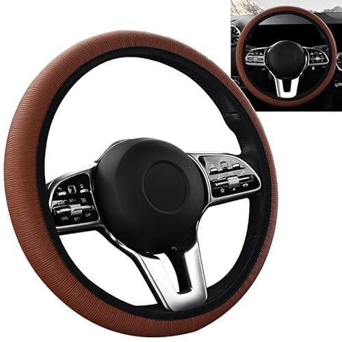 Pirhosigma Lenkradbezug Mikrofaser Leder Anti-Rutsch Universal Auto Lenkradbezug Kunstleder für Auto Zubehör Auto Auto Ohne Innenring Braun