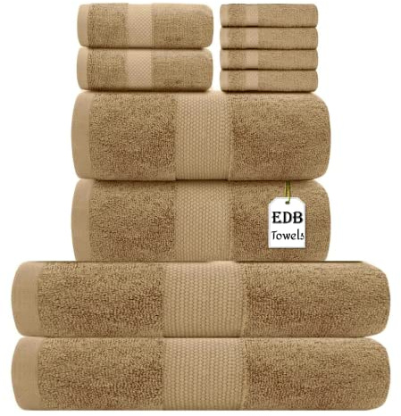 Premium Super Jumbo Extra Large Bath Sheet 100% Egyptian Cotton 800-GSM Soft Towels Quick Dry Highly Absorbent Face Cloth, Hand Towel, Bath Towel Hotel, Gym Quality (4X Face Cloth, Latte)