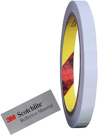 3M 610C Reflektorband Reflektorfolie reflektierendes Klebeband Sicherheitswarnband Wasserdicht Reflexfolie (Silver, 10mm x 10meter)