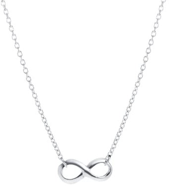 Heather Needham Sterling Silver Infinity Necklace for Women and Girls - Elegant 6 x 13 mm Charm - 16'' Length - Eternal Gift for Her