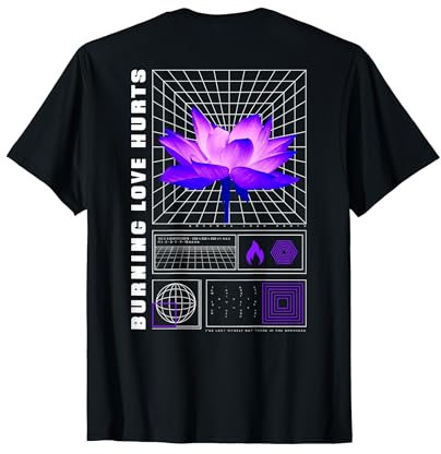Backprint: Techno Musik Vaporwave EDM Party Lotusblume T-Shirt